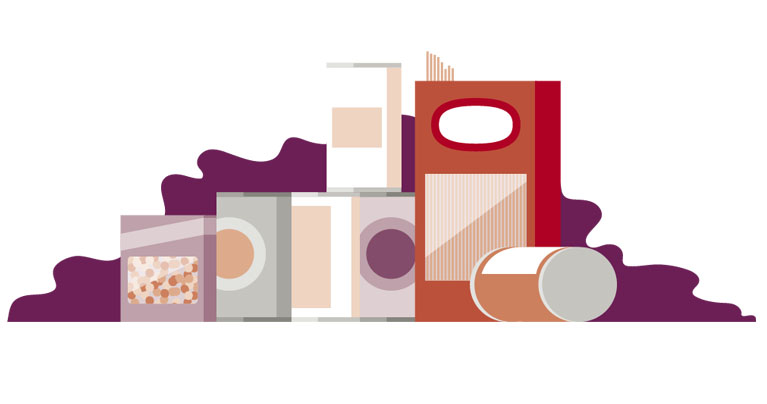 Illustration av matvaror vid kris