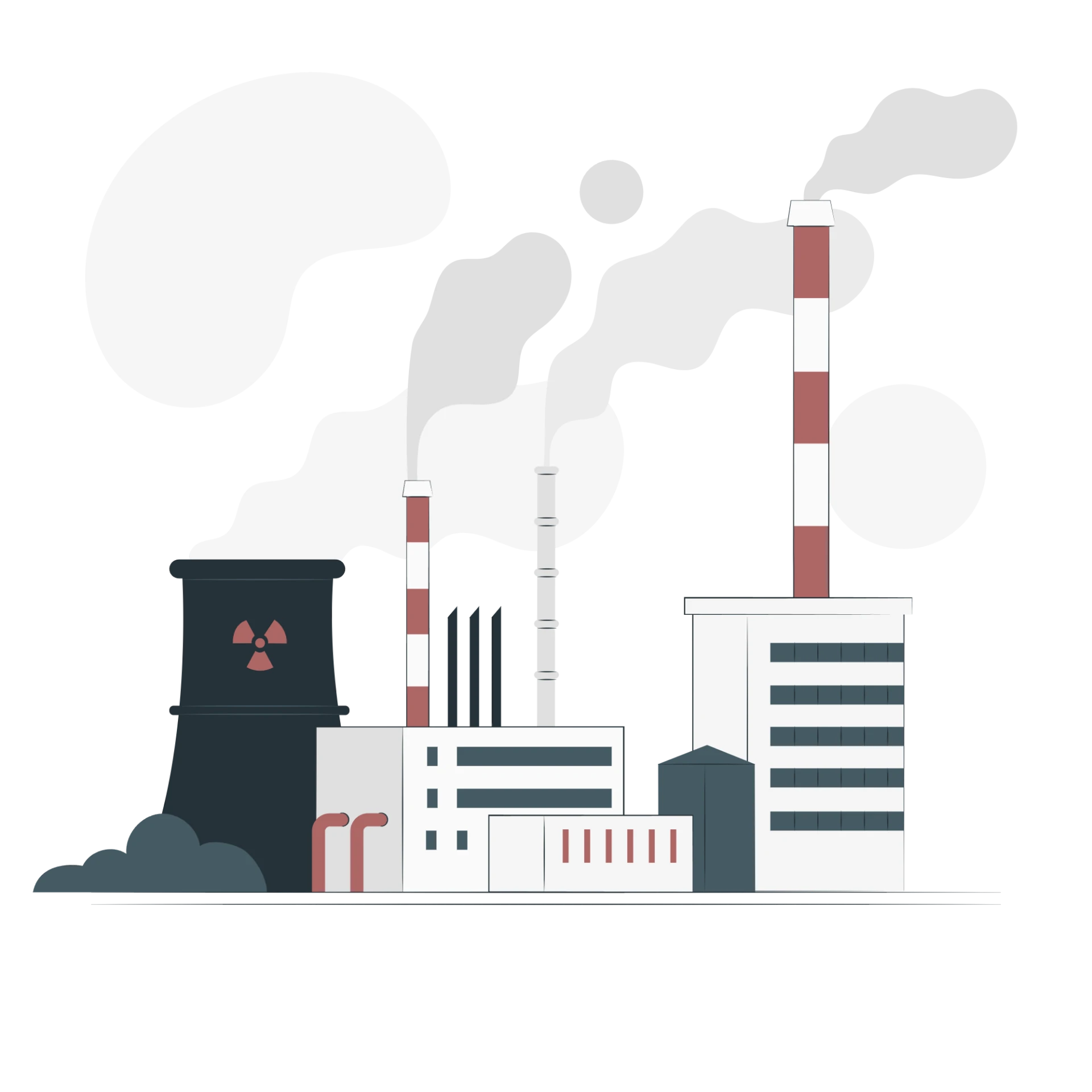 Illustration av fabriker med rykande skorstenar