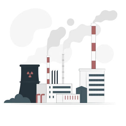 Illustration av fabriker med rykande skorstenar