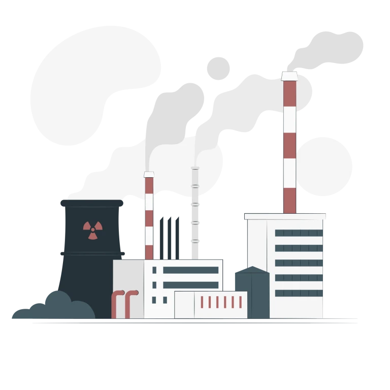 Illustration av fabriker med rykande skorstenar